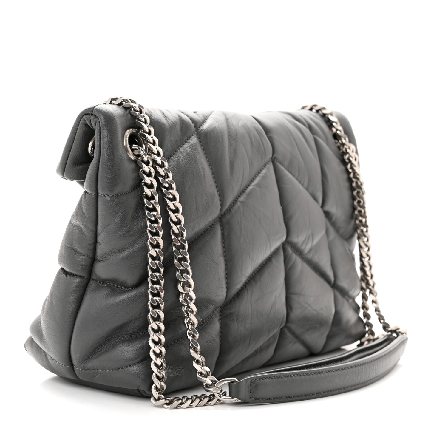 Lambskin Quilted Small Loulou Puffer Monogram Chain Satchel Concrete