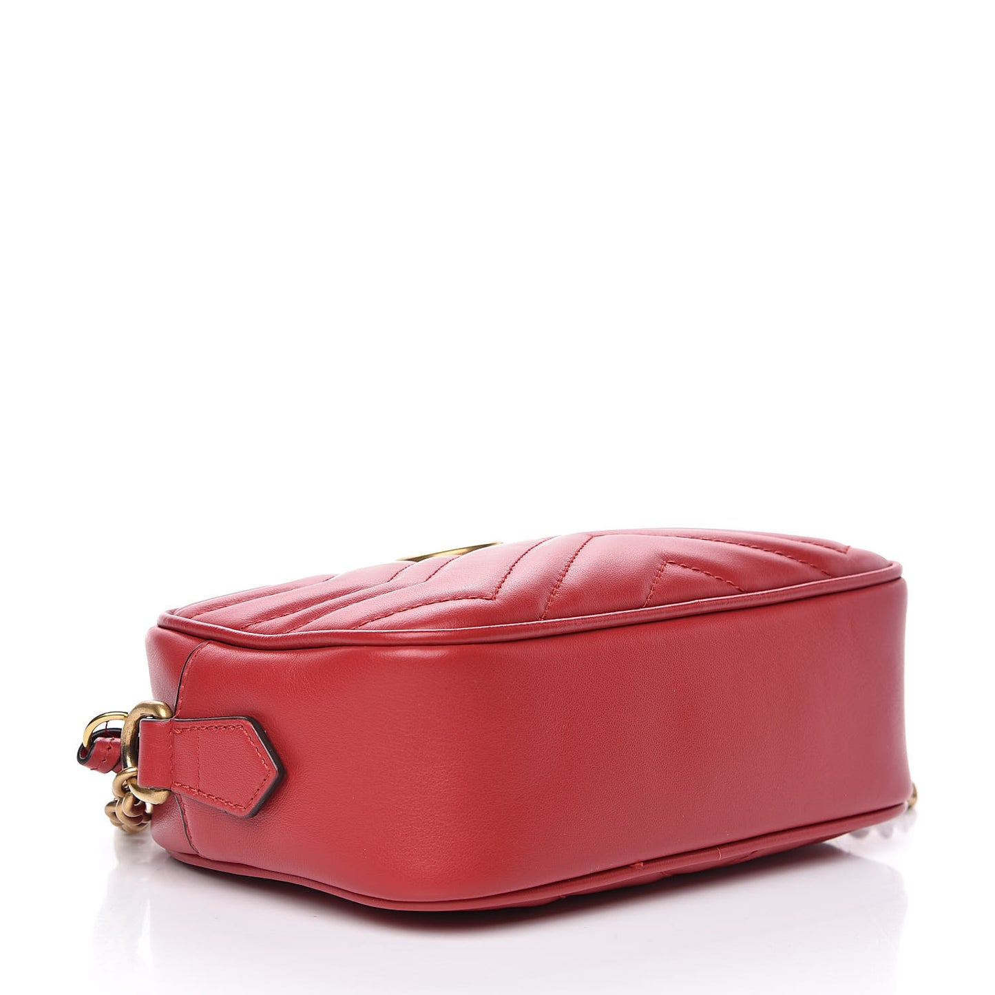 Calfskin Matelasse Mini GG Marmont Chain Shoulder Bag Hibiscus Red