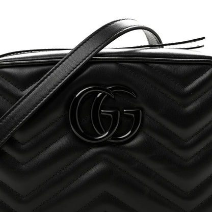 Gucci Calfskin Matelasse Monochrome Small GG Marmont Chain Shoulder Bag Black 8 of 10