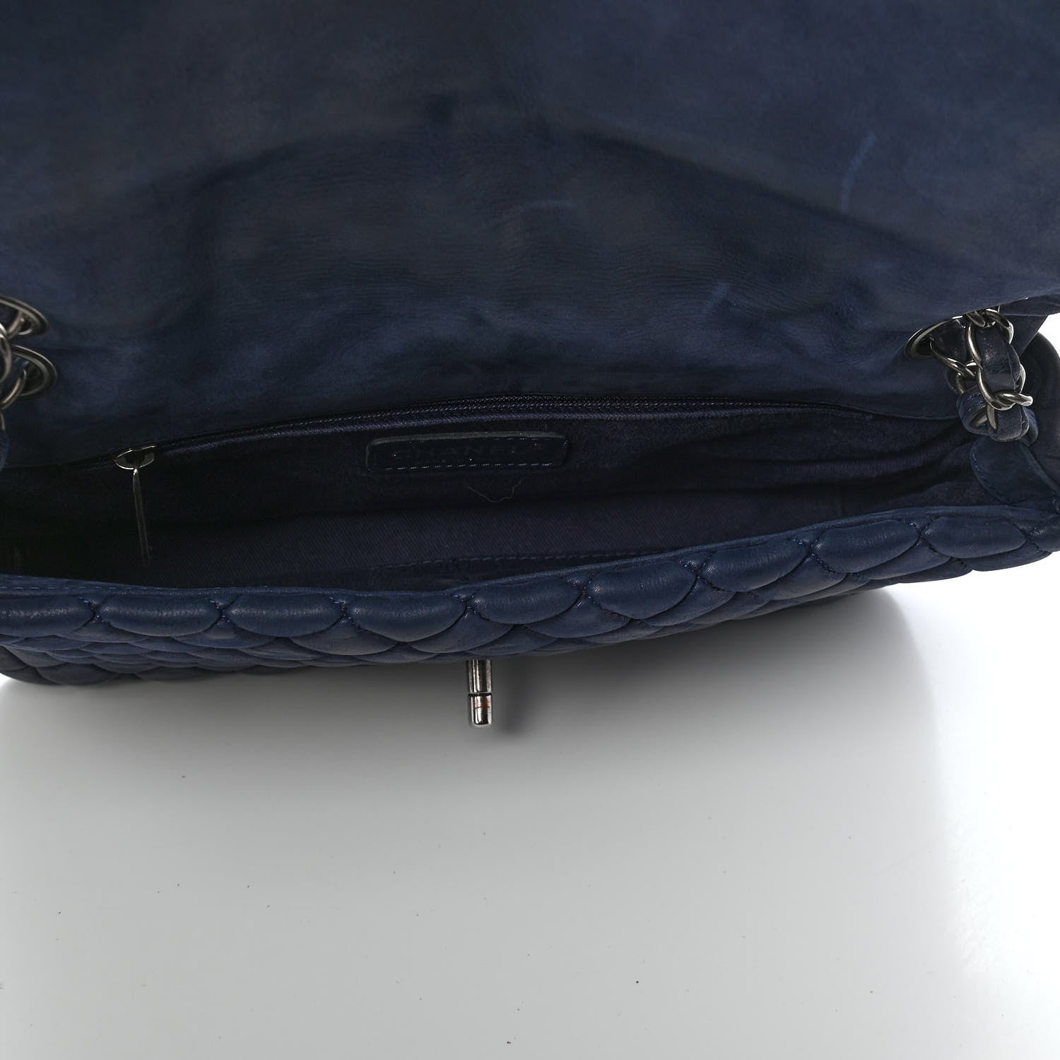 Chanel Iridescent Calfskin Quilted Large New Bubble Flap Navy 5 of 11