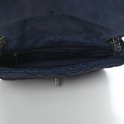 Chanel Iridescent Calfskin Quilted Large New Bubble Flap Navy 5 of 11