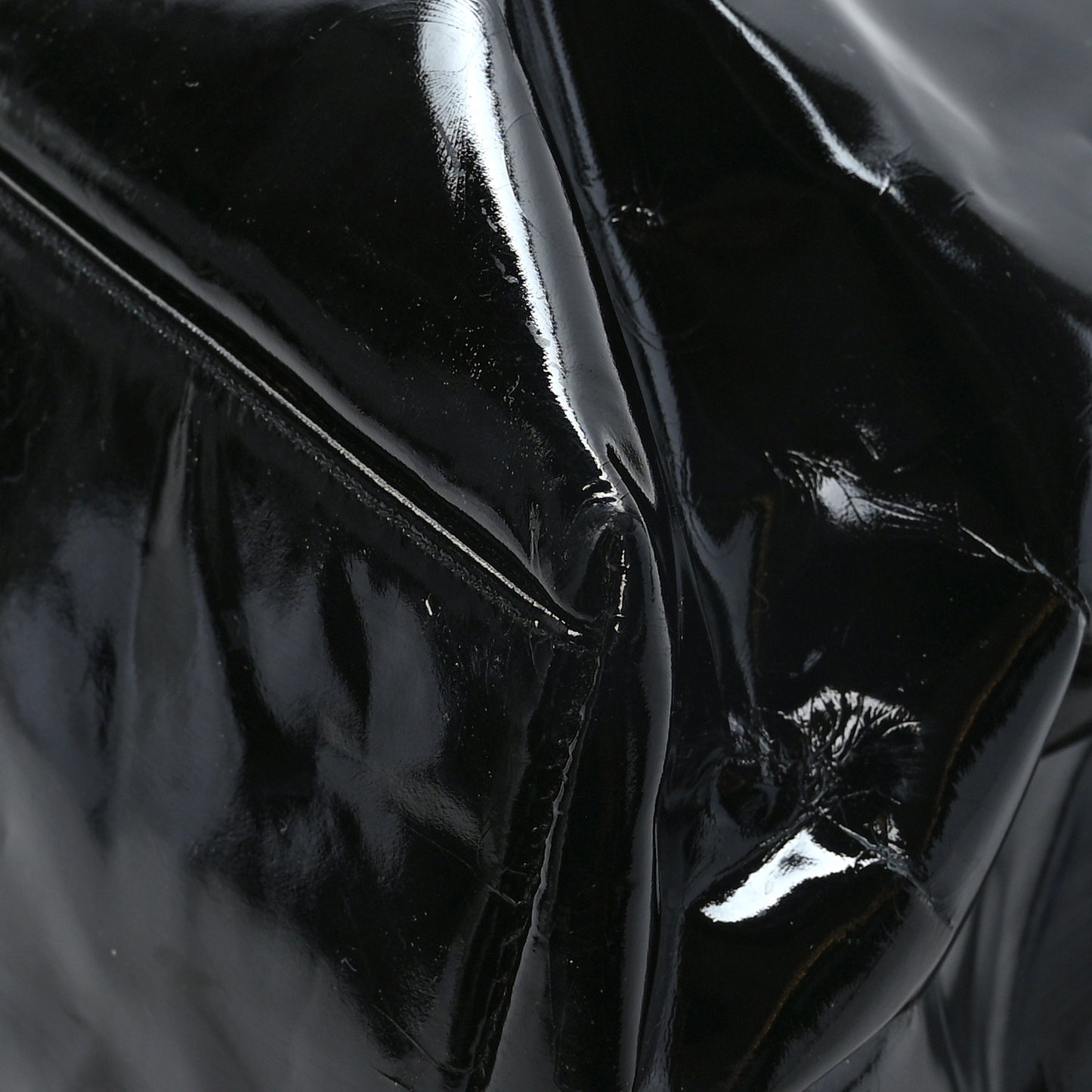 Patent CC Shoulder Bag Black