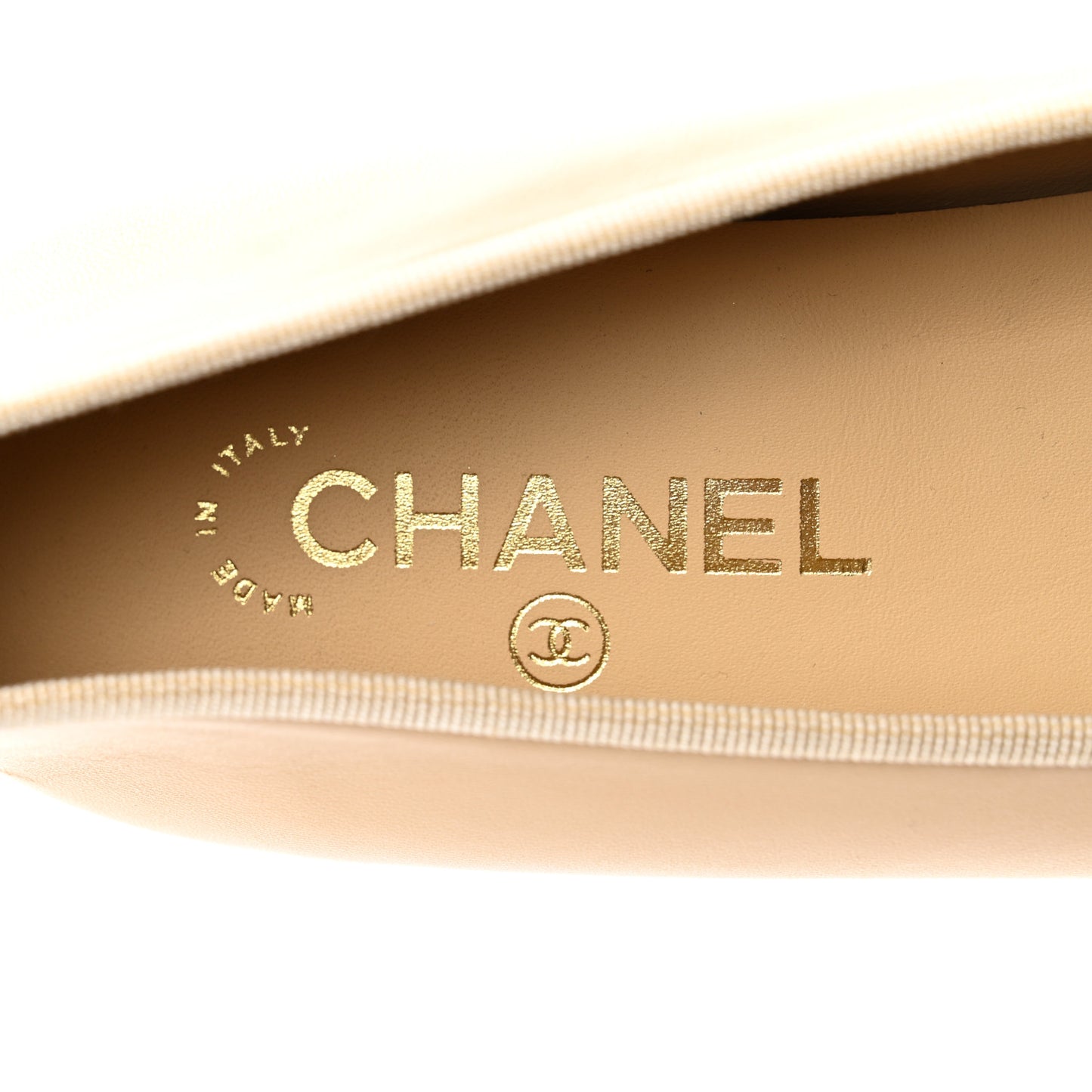 Lambskin Cap Toe CC Ballerina Flats 40.5 Beige Black