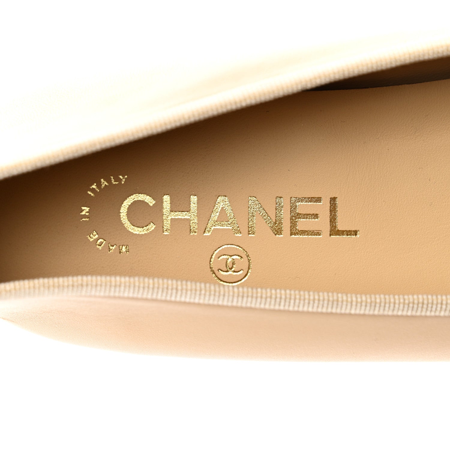 Chanel Lambskin Cap Toe CC Ballerina Flats 40.5 Beige Black 7 of 9
