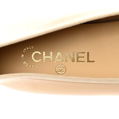 Chanel Lambskin Cap Toe CC Ballerina Flats 40.5 Beige Black 7 of 9