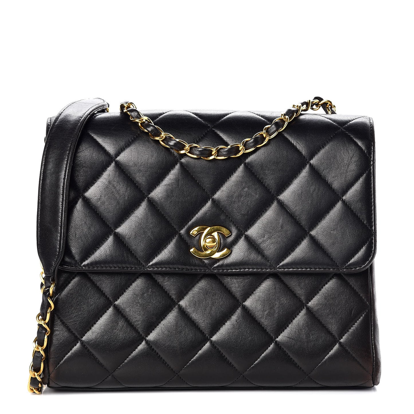 Lambskin Quilted Shoulder Bag Black