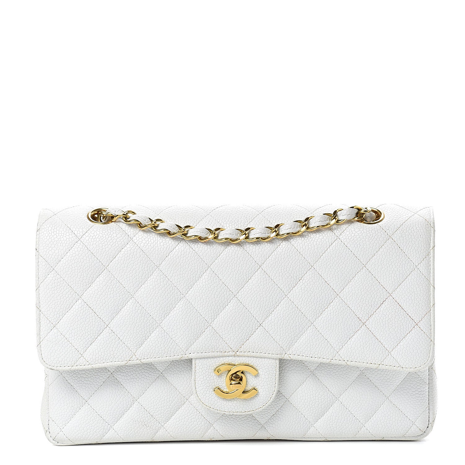 Chanel Caviar Quilted Medium Double Flap White 1 of 19