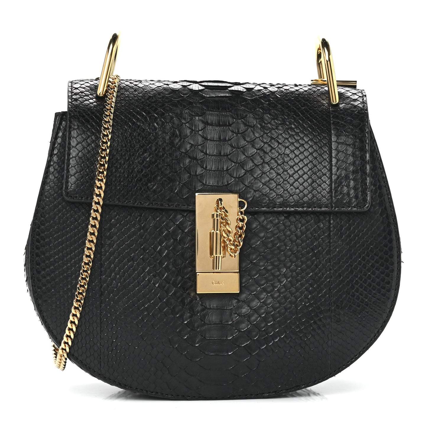 Snakeskin Drew Shoulder Bag Black