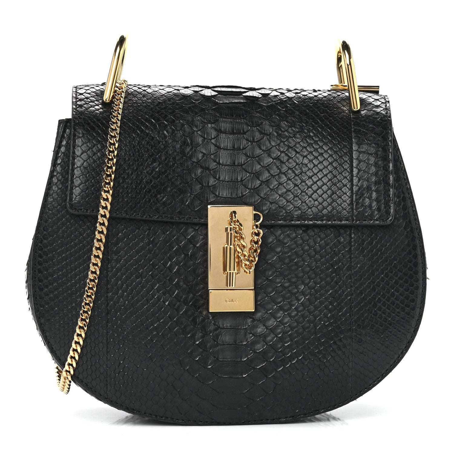 Chloe Snakeskin Drew Shoulder Bag Black 1 of 15