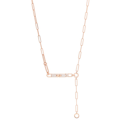 Hermes 18K Rose Gold Diamond Pave PM Kelly Chaine Lariat Necklace ST 1 of 4