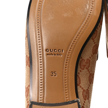 Gucci Canvas GG Monogram Horsebit Womens Jordaan Loafers 35 Beige Ruggine 6 of 8