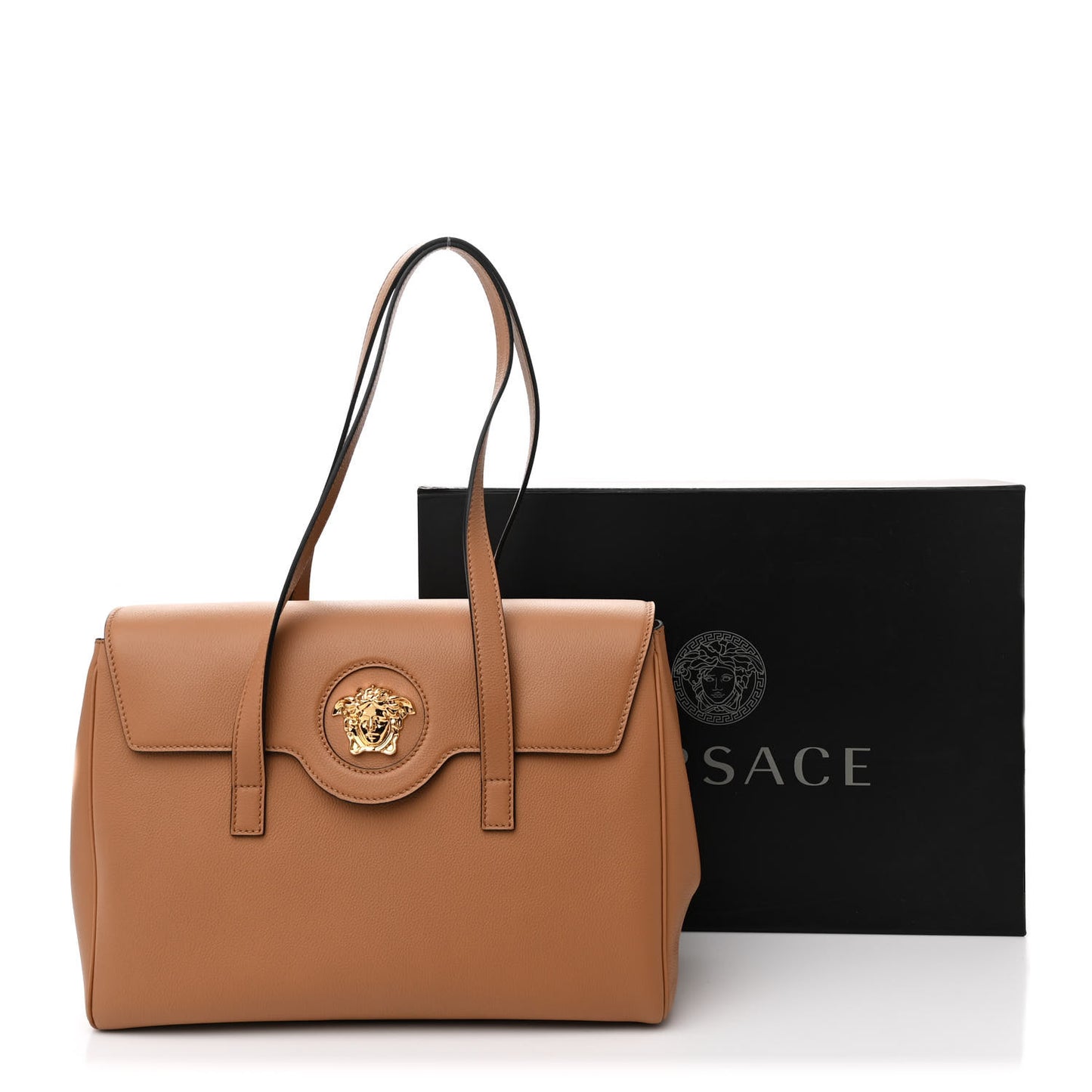 Grained Calfskin La Medusa Tote Caramel