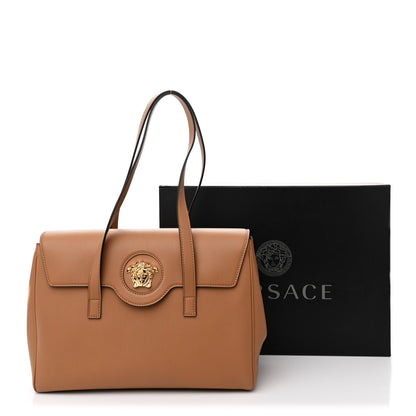 Versace Grained Calfskin La Medusa Tote Caramel 12 of 12