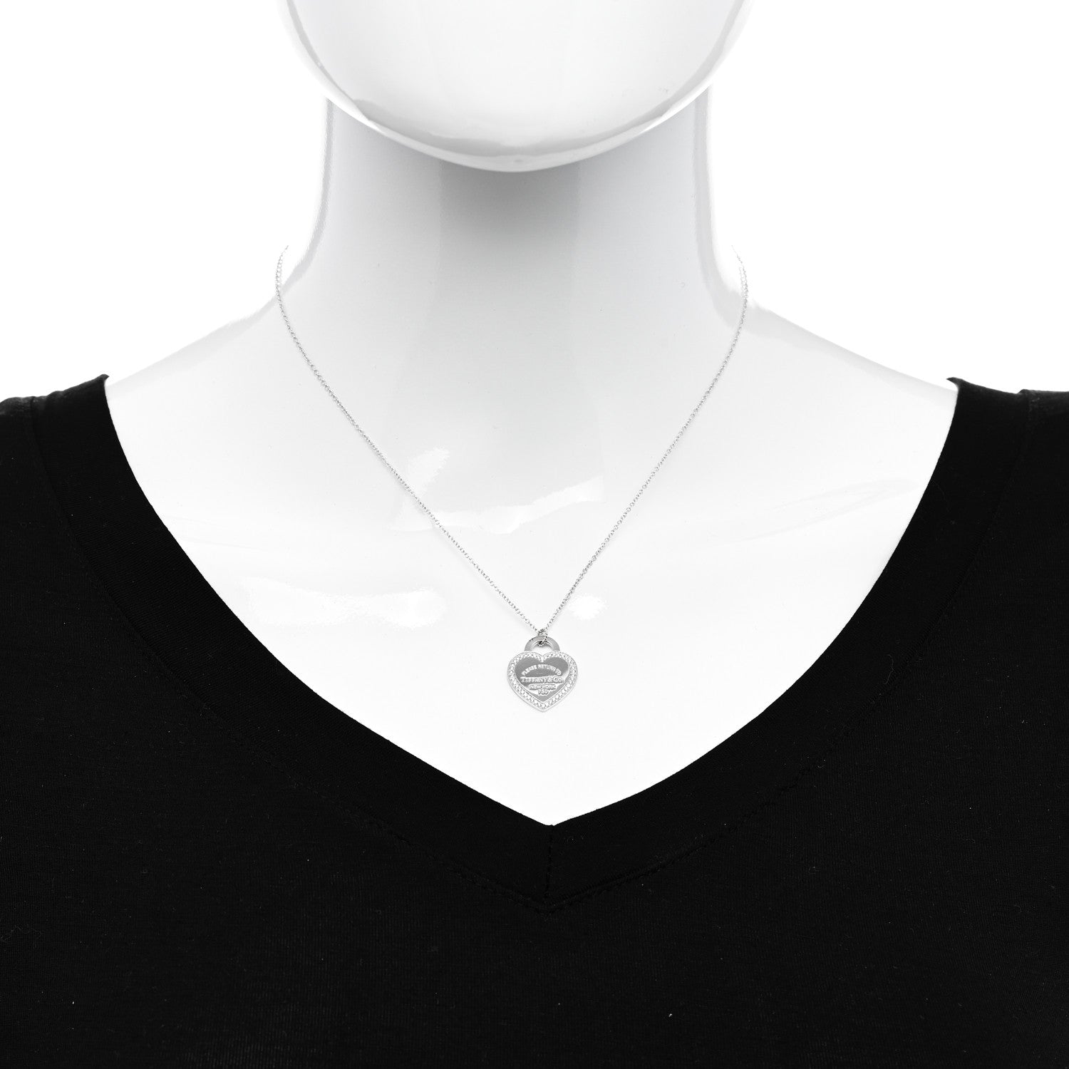 Tiffany 18K White Gold Diamond Return To Tiffany Heart Tag Pendant Necklace 2 of 8