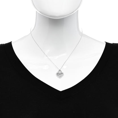 Tiffany 18K White Gold Diamond Return To Tiffany Heart Tag Pendant Necklace 2 of 8