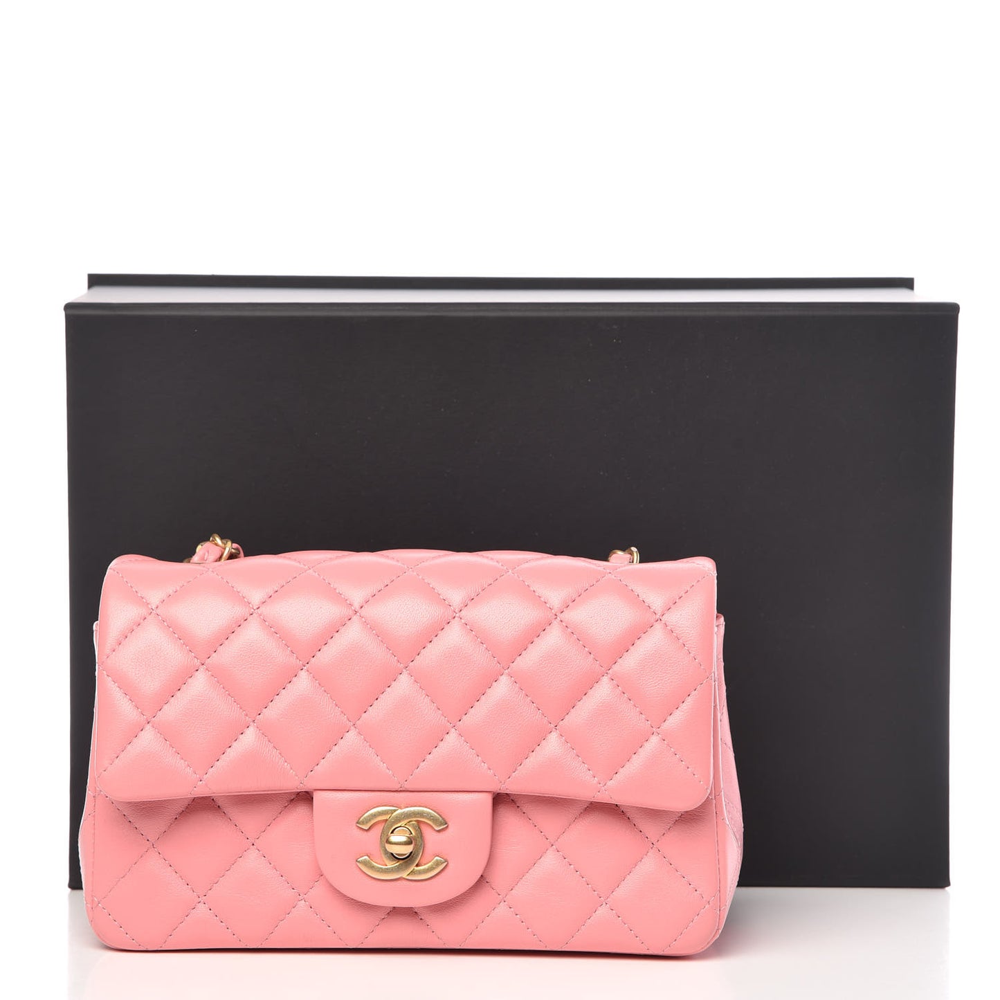 Lambskin Quilted Mini Rectangular Flap Pink