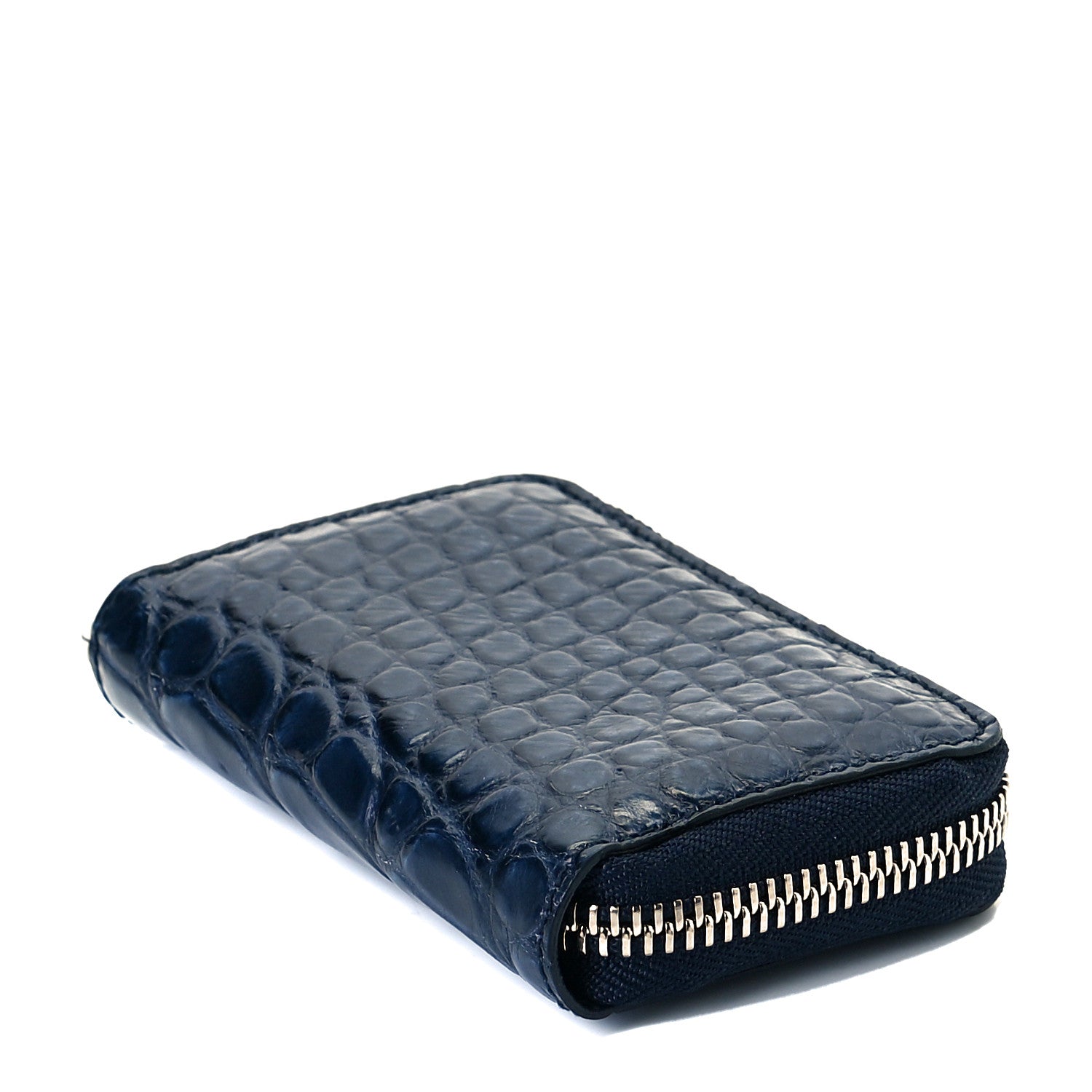 Gucci Crocodile Zip Around Card Case Dark Blue 3 of 7