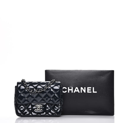 Chanel Patent Quilted Mini Square Flap Navy Blue 9 of 9