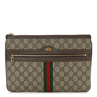 Gucci GG Supreme Monogram Large Ophidia Pouch Clutch Brown 1 of 8