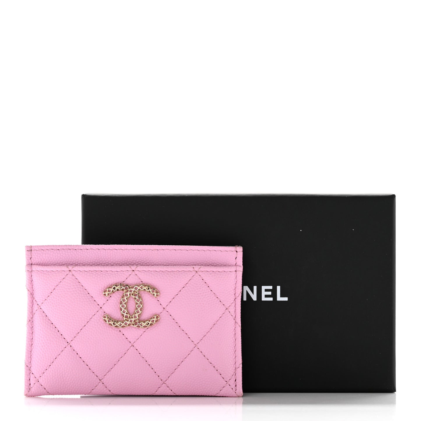 Caviar Metal Perforated Quilted Card Holder Lilas