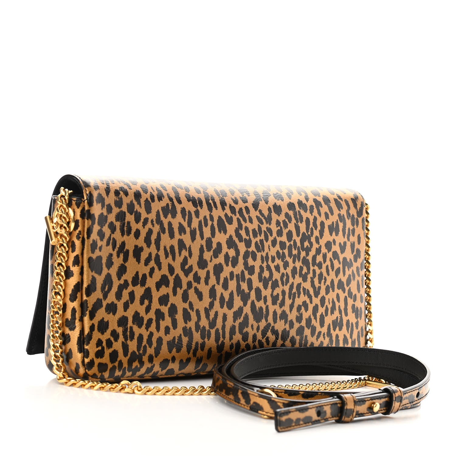Saint Laurent Calfskin Leopard Print Monogram Tassel Kate 99 Naturale 3 of 9