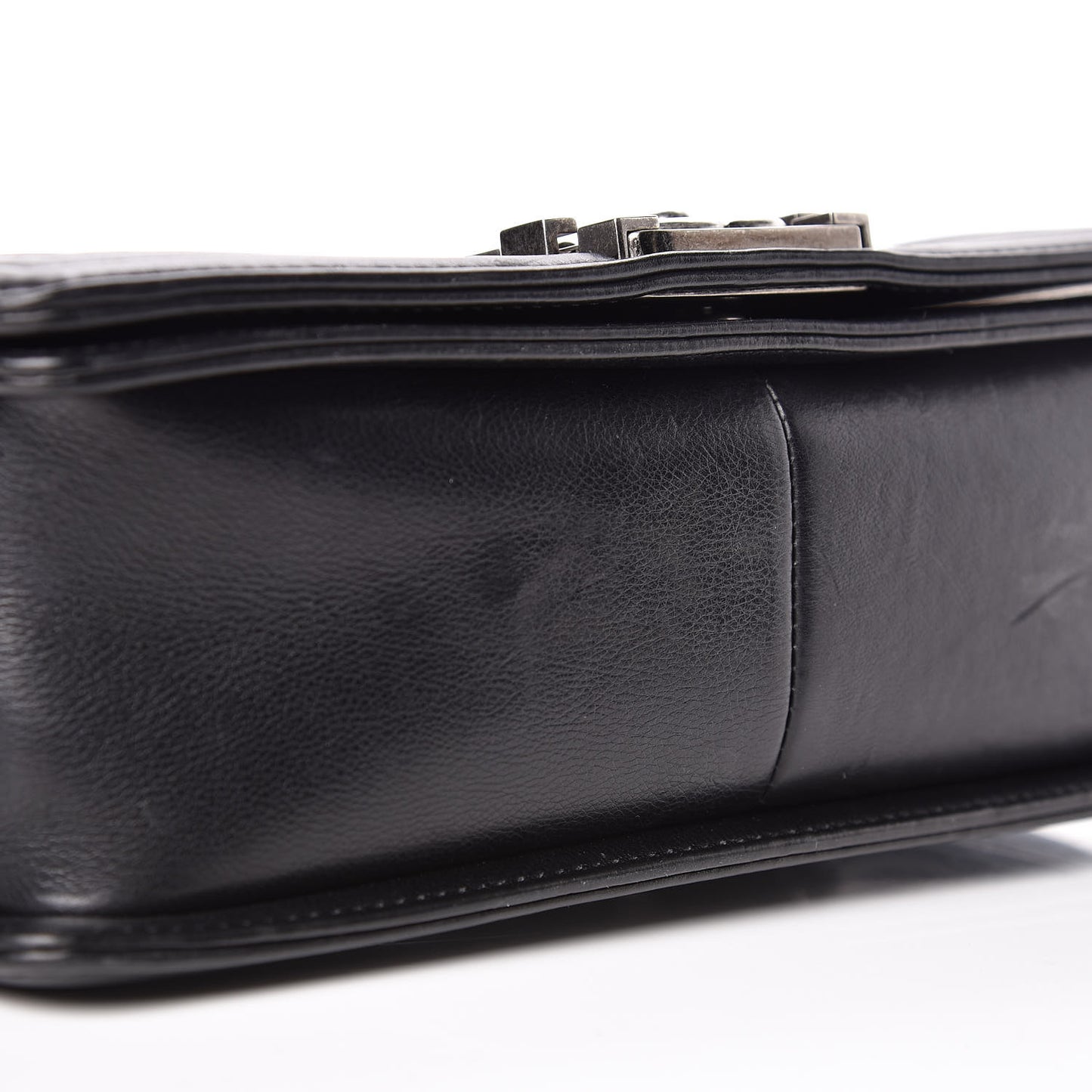 Calfskin Double Stitch Medium Boy Flap Black