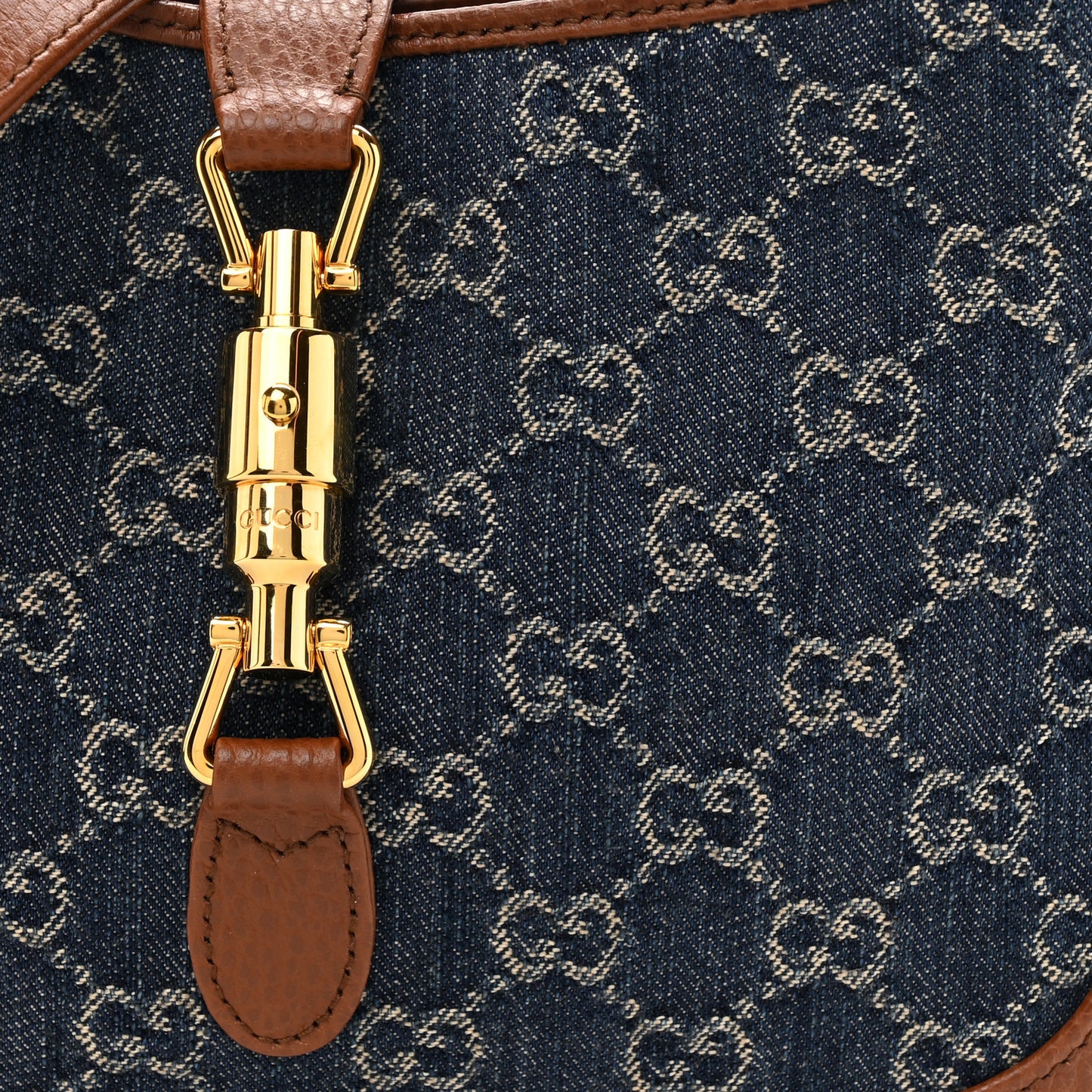 New Denim GG Monogram Calfskin Small Jackie 1961 Hobo Blue Tea Cuir
