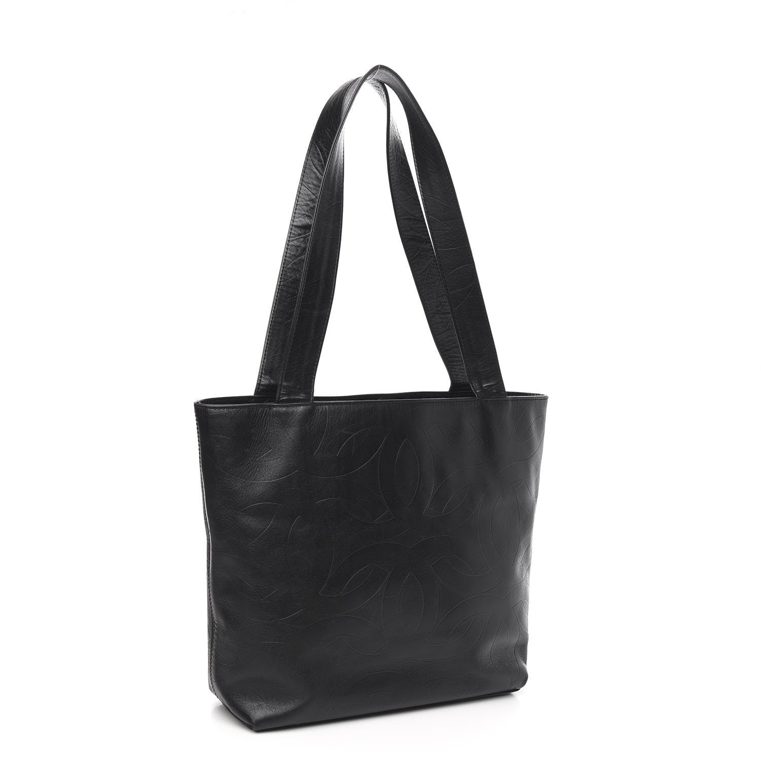 Chanel Calfskin Embossed CC Shoulder Bag Black 3 of 10