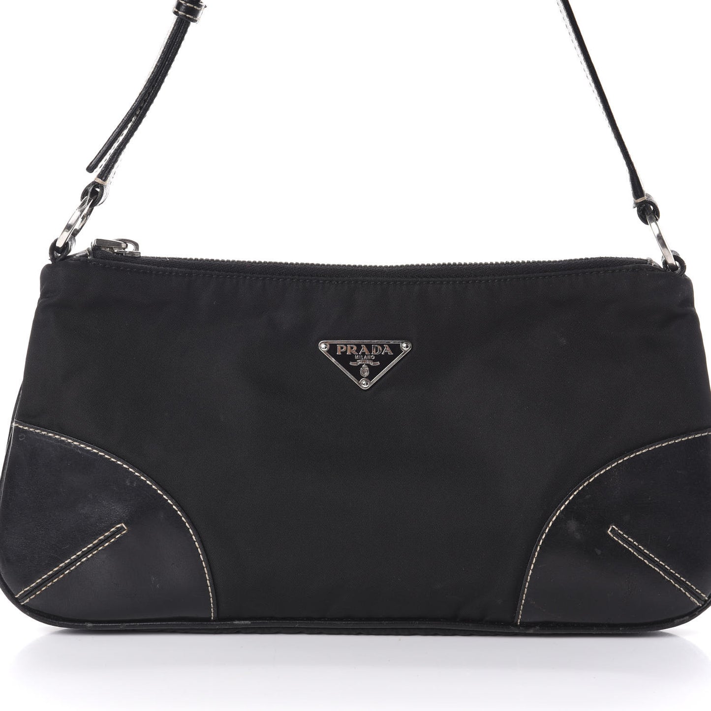 Tessuto Light Nylon Soft Calf Shoulder Bag Black