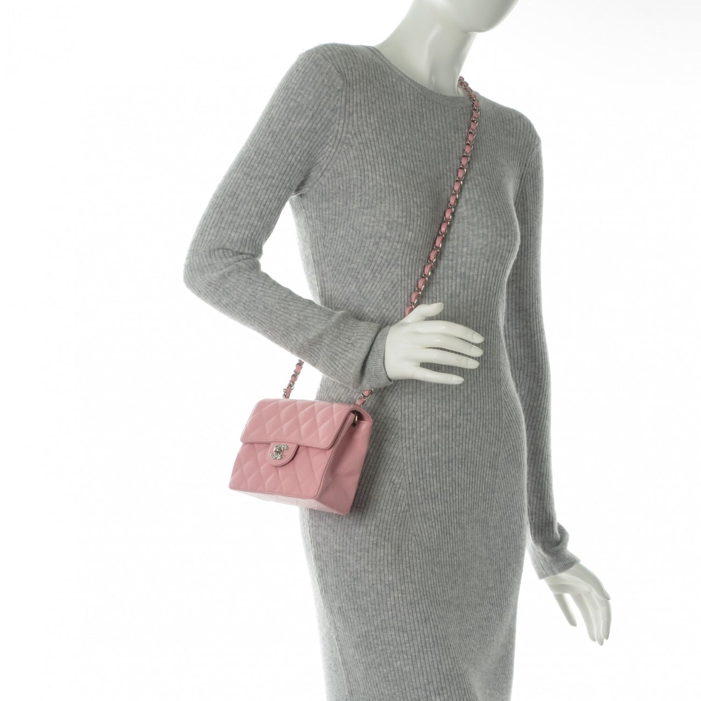 Caviar Quilted Mini Square Flap Pink