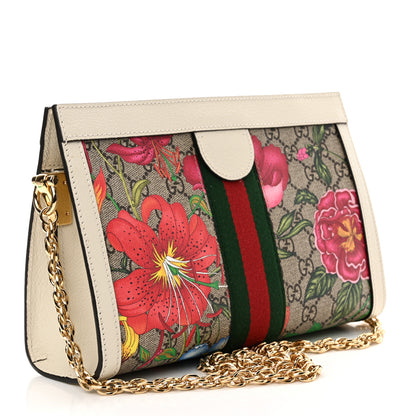 Gucci GG Supreme Monogram Flora Web Small Ophidia Chain Shoulder Bag White 3 of 11