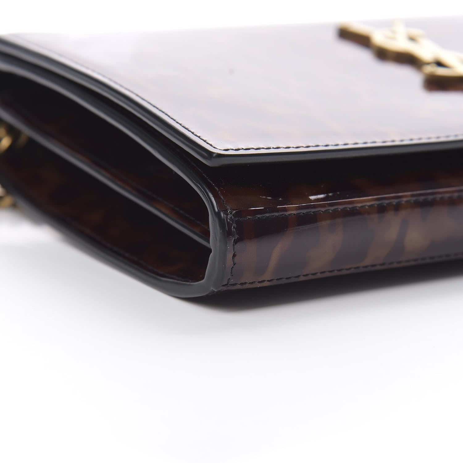 Saint Laurent Patent Monogram Chain Wallet Tortoiseshell 9 of 11