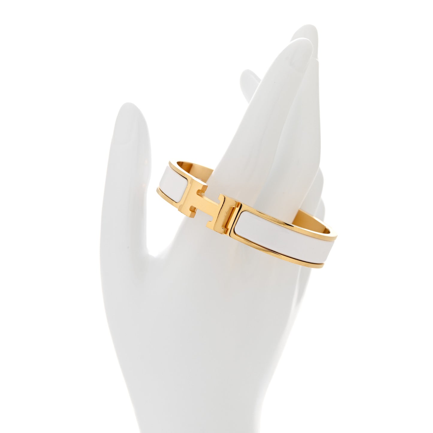 Enamel Narrow Clic Clac H Bracelet GM White