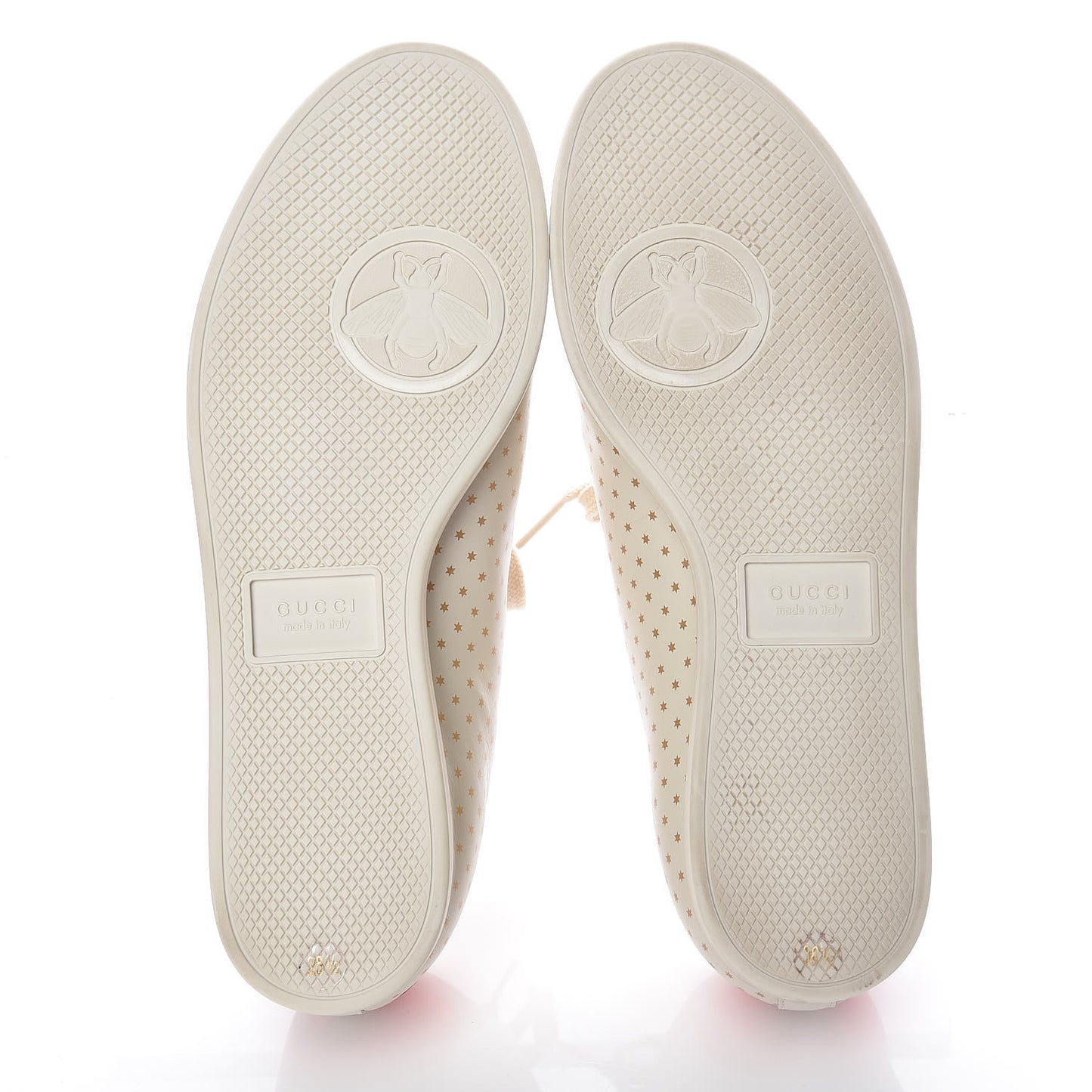 X SEGA Calfskin GUCCY Stars Womens Falacer Sneakers 38.5 White