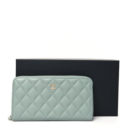 Chanel Caviar Quilted Large Gusset Zip Around Wallet Light Blue 10 of 10