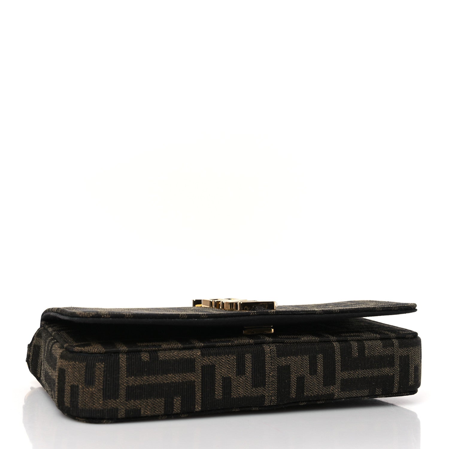 Fendi Fabric Jacquard FF 1974 Fendigraphy Wallet On Chain Tobacco Moro Ebano 5 of 8