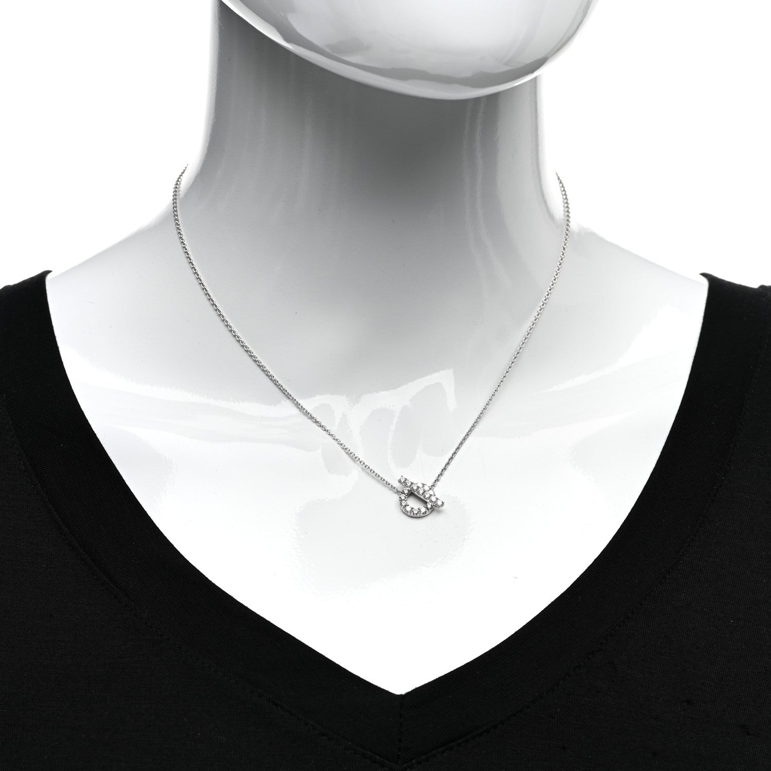 Hermes 18K White Gold Diamond Finesse Pendant Necklace 2 of 5