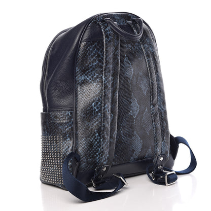 MCM Snakeskin Embossed Visetos Studded Medium Stark Backpack Blue 3 of 14