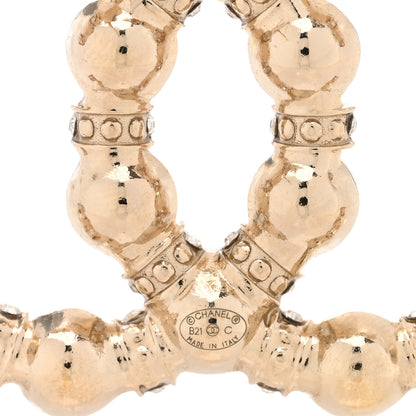 Chanel Pearl Crystal Nefertiti CC Drop Earrings Gold 4 of 4