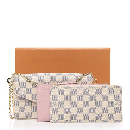Louis Vuitton Damier Azur Pochette Felicie Chain Wallet Rose Ballerine 13 of 13