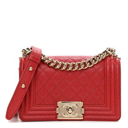 Chanel Caviar Quilted Small Boy Flap Dark Red 1 of 11