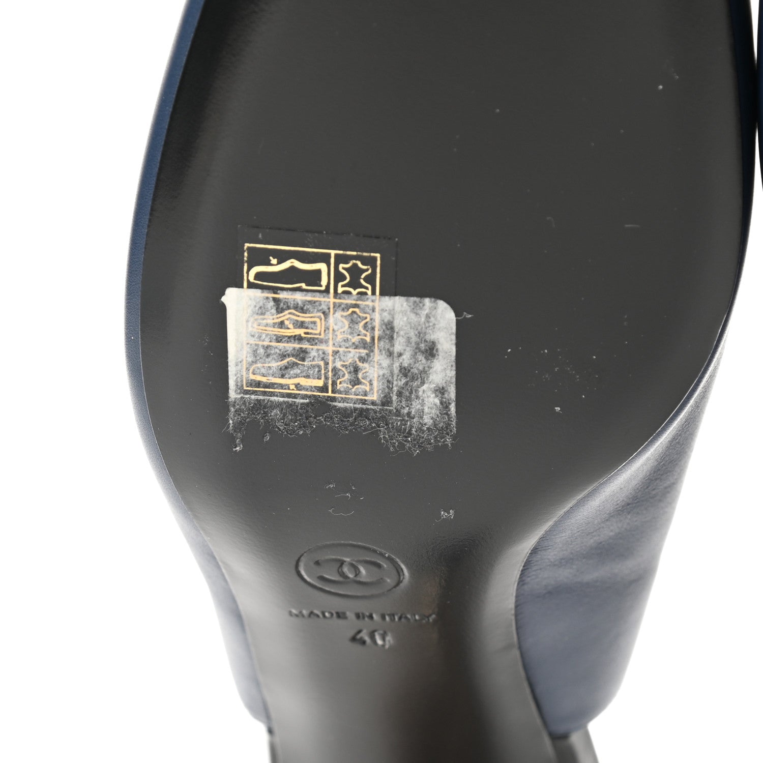 Chanel Crumpled Calfskin Cap Slingback Pumps 40 Navy Black 8 of 10