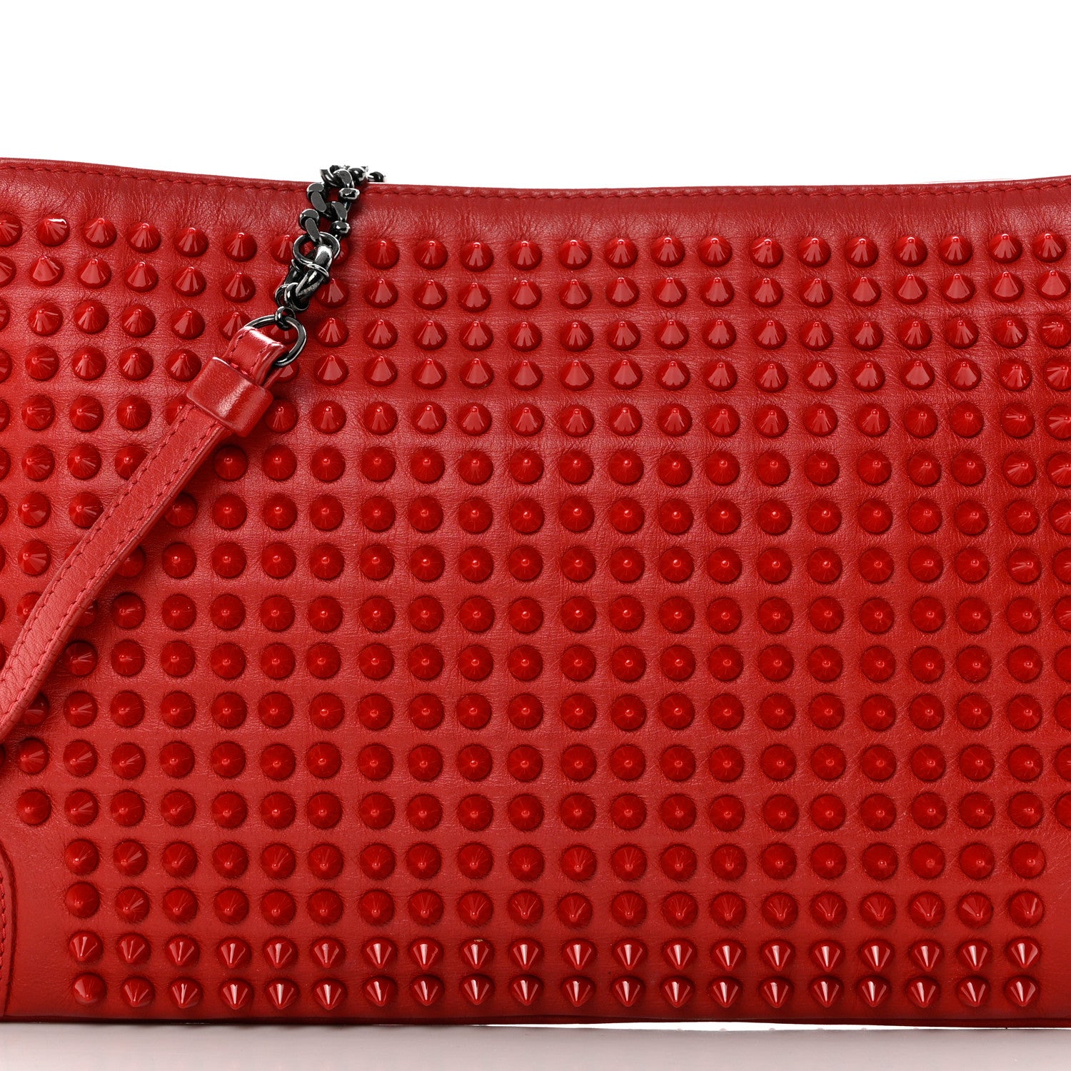 Christian Louboutin Calfskin Studded Loubiposh Clutch Red 8 of 15
