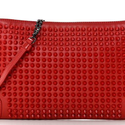 Christian Louboutin Calfskin Studded Loubiposh Clutch Red 8 of 15