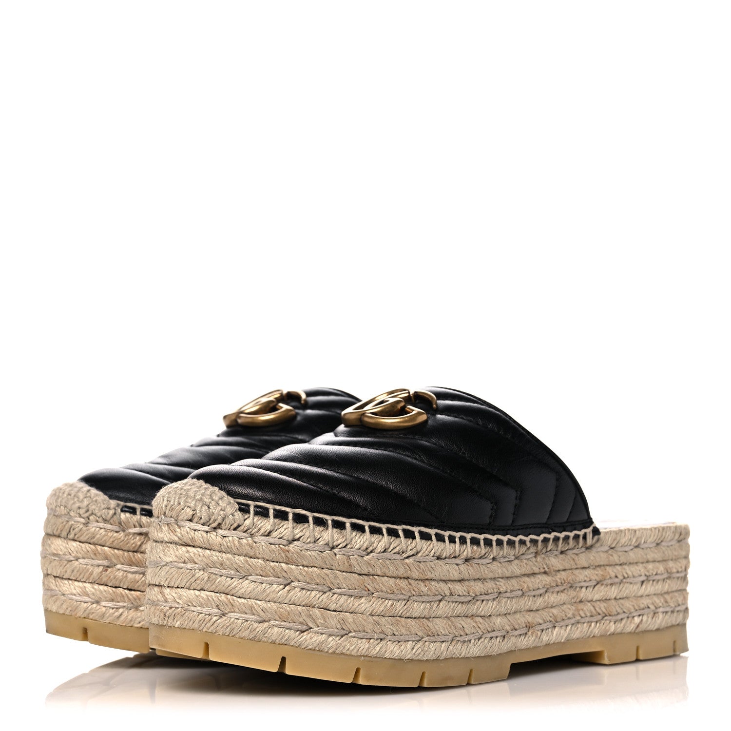 Gucci Nappa Matelasse GG Marmont Platform Espadrille Slippers 36 Black 3 of 9