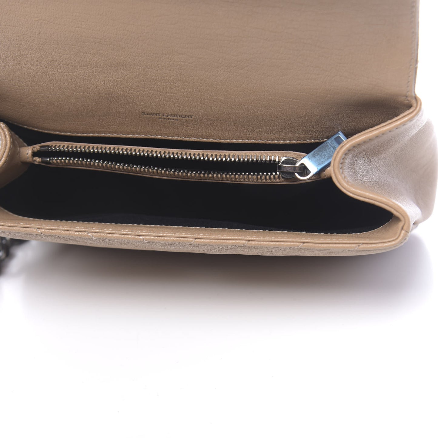 Sheepskin Matelasse Chevron Monogram Medium College Bag Taupe