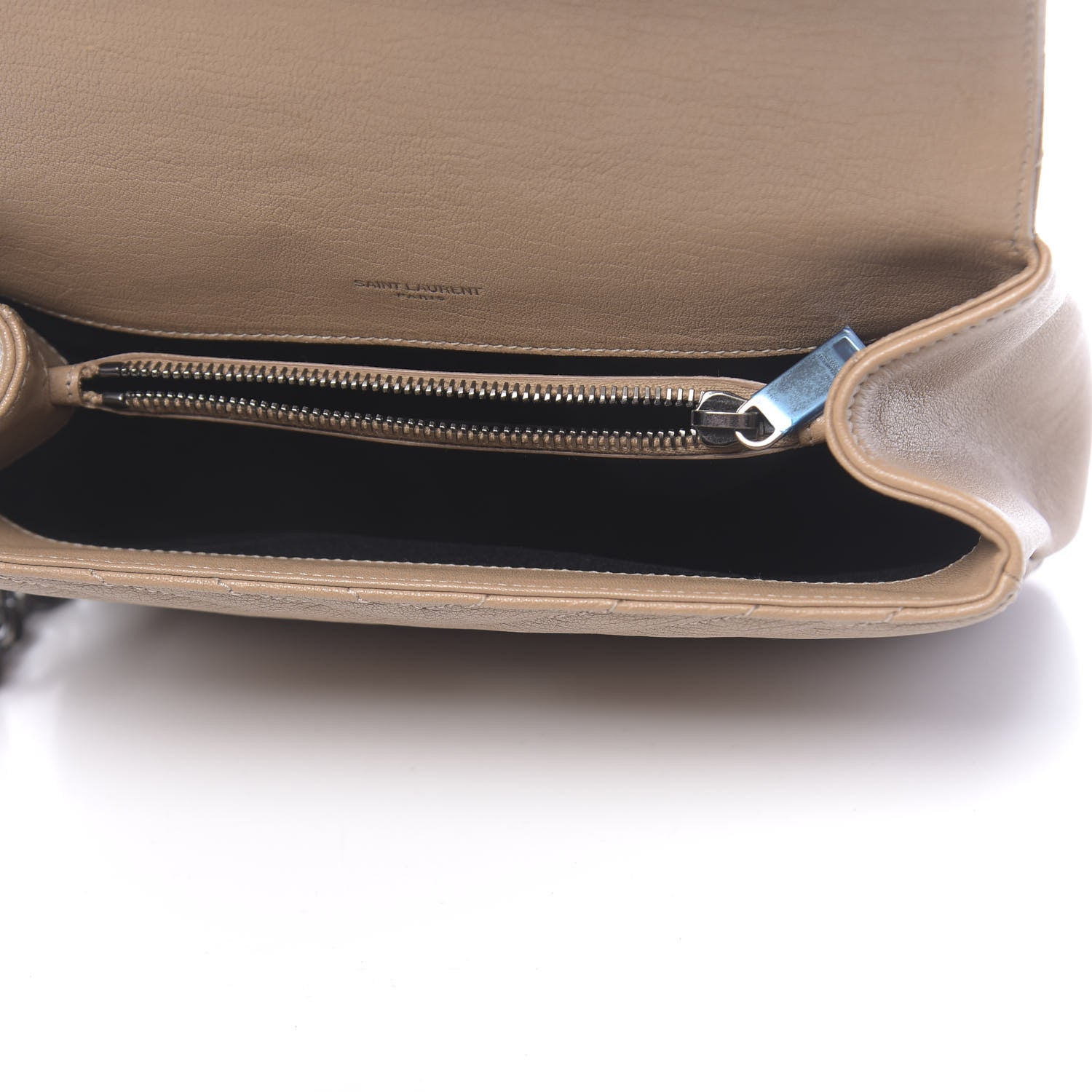 Saint Laurent Sheepskin Matelasse Chevron Monogram Medium College Bag Taupe 5 of 9