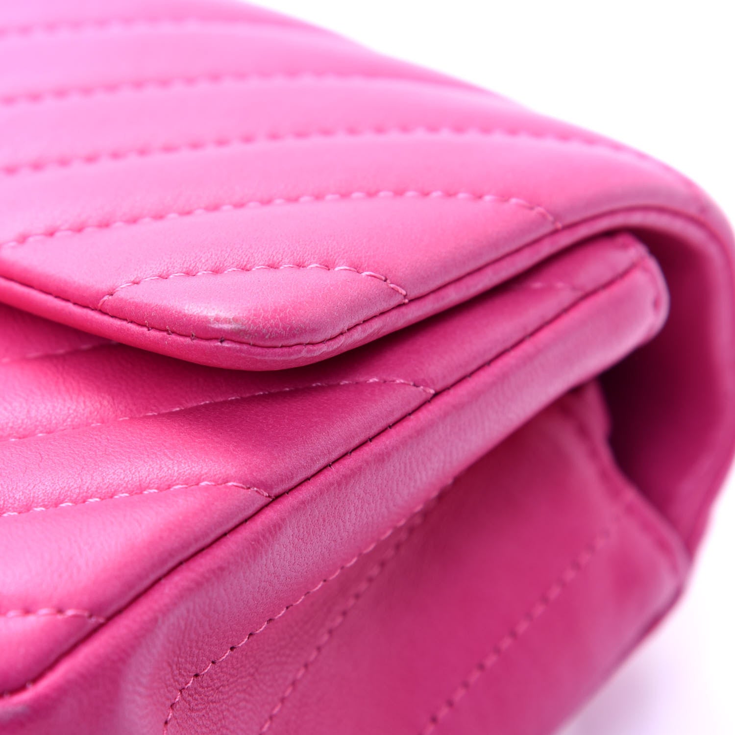 Chanel Lambskin Chevron Quilted Mini Rectangular Flap Fuchsia 13 of 18