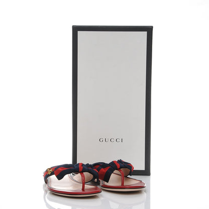 Gucci Grosgrain Web Thong Sandals 38 Hibiscus Red 7 of 7