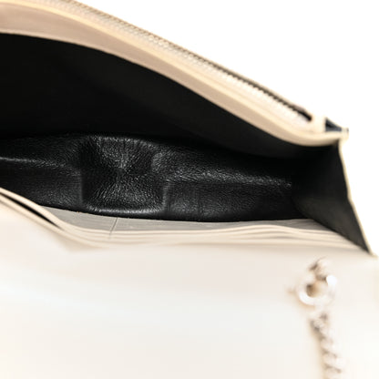Saint Laurent Calfskin Crocodile Embossed Monogram Envelope Chain Wallet White 5 of 10